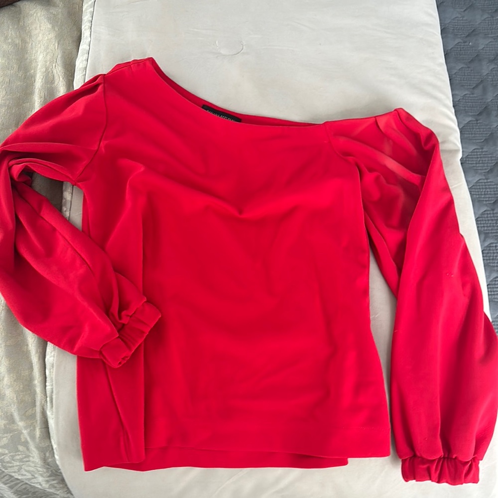 Red off shoulder blouse banana republic